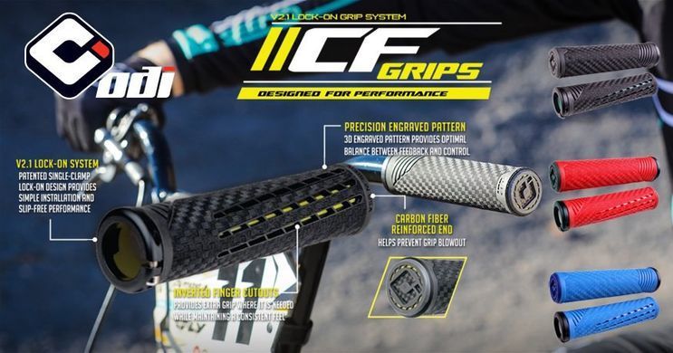 Грипси ODI CF Grip v2.1 Lock-On Red / White