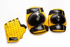Захист для дітей Green Cycle FLASH наколінники, налокітники, рукавички, жовто-чорний