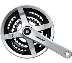 Шатуни Shimano FC-TY501, 170мм, 48X38X28, 6/7/8-шв, захист зірок, сірі